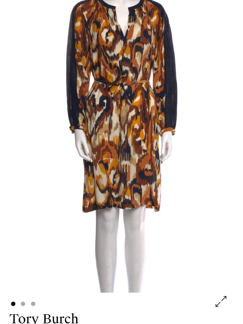 Tory Burch Brown and Black Long Sleeve Dress